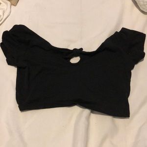 Short sleeve crop top with tie NEVER WORN
